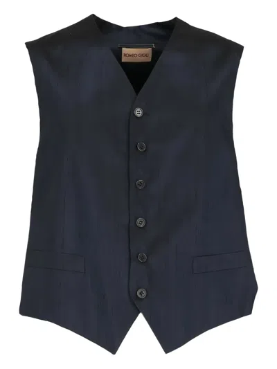 Pre-owned Romeo Gigli 1990s Silk Waistcoat In Blue