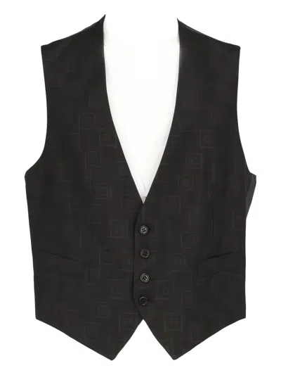 Pre-owned Romeo Gigli 1990s Single-breasted Patterned Waistcoat In Black
