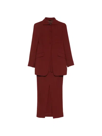 Pre-owned Romeo Gigli 1990s Single-breasted Skirt Set (set Of Two) In Red