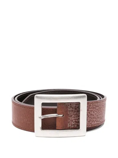 Pre-owned Romeo Gigli 1990s Square Buckle Belt In Brown
