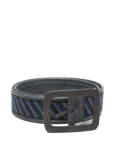 Pre-owned Romeo Gigli 1990s Striped Belt In Black