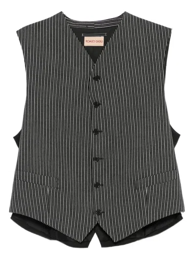Pre-owned Romeo Gigli 1990s Striped-pattern Vest In Black