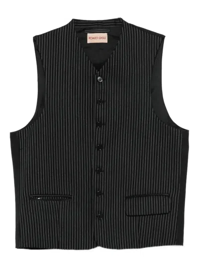 Pre-owned Romeo Gigli 1990s Striped-pattern Waistcoat In Black