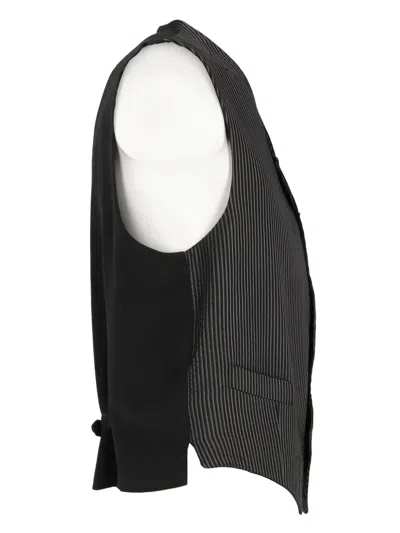 Pre-owned Romeo Gigli 1990s Striped Single-breasted Waistcoat In Black