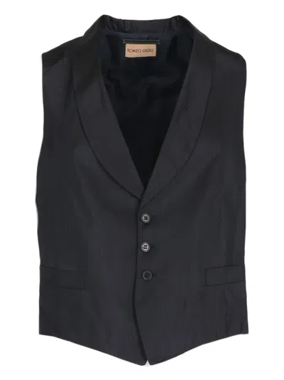 Pre-owned Romeo Gigli 1990s Striped Single-breasted Waistcoat In Black