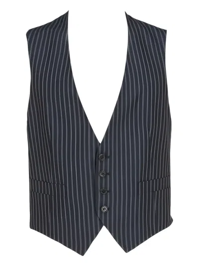 Pre-owned Romeo Gigli 1990s Striped Waistcoat In Blue