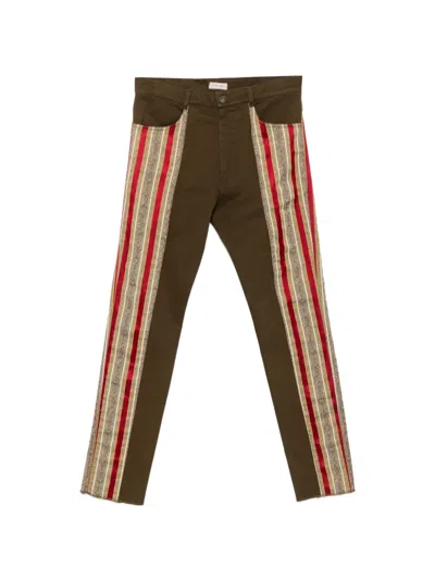 Pre-owned Romeo Gigli 1990s Striped-panel Trousers In Brown