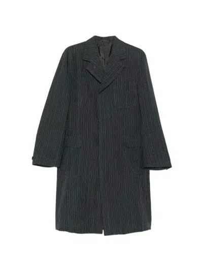Pre-owned Romeo Gigli 1990s Stripe-pattern Single-breasted Coat In Grey