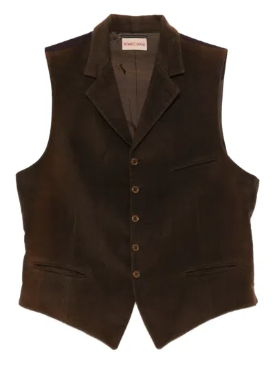 Pre-owned Romeo Gigli 1990s Two-tone Waistcoat In Brown