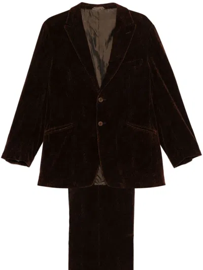 Pre-owned Romeo Gigli 1990s Velvet Suit In Brown