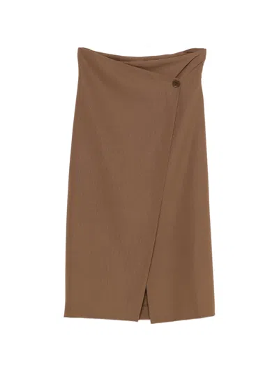Pre-owned Romeo Gigli 1990s Wrap Midi Skirt In Brown