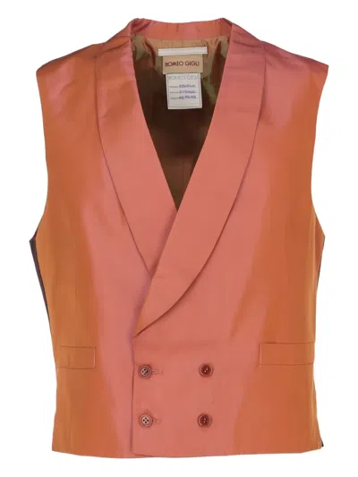 Pre-owned Romeo Gigli 1997-1998 Double-breasted Waistcoat In Orange