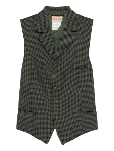 Pre-owned Romeo Gigli 1997-1998 Houndstooth Waistcoat In Green