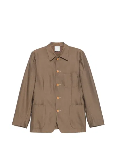 Pre-owned Romeo Gigli 1999s Diagonal-stripe Button-up Jacket In Neutral