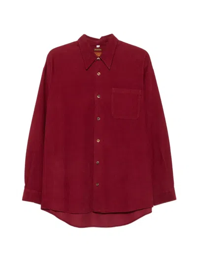 Pre-owned Romeo Gigli 2000s Corduroy Chest-pocket Shirt In Red