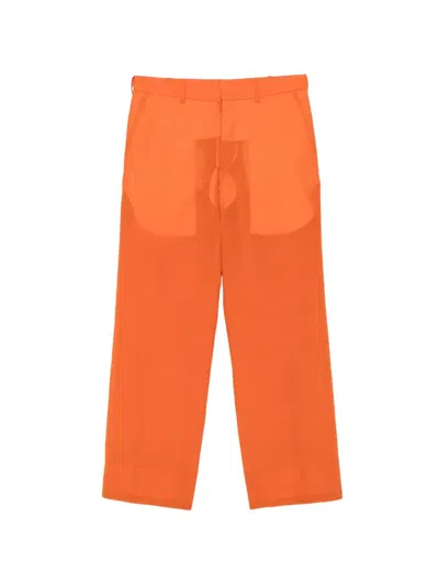 Pre-owned Romeo Gigli 2000s Straight-leg Trousers In Orange