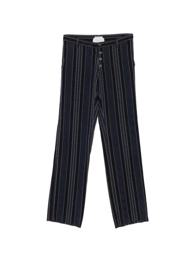 Pre-owned Romeo Gigli 2000s Striped Button-fastening Trousers In Blue