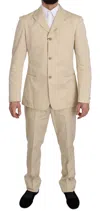 Romeo Gigli Two Piece 3 Button  Cotton Solid Suit In Beige