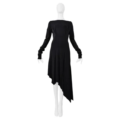 Pre-owned Romeo Gigli Black Asymmetrical Dress With Long Sleeves 1996