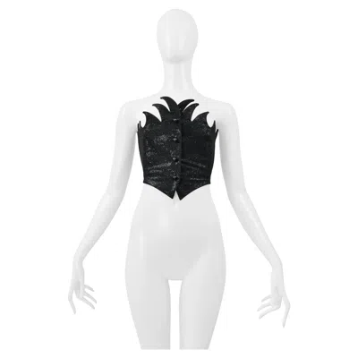Pre-owned Romeo Gigli Black Metallic Flame Bustier 1992 In Red