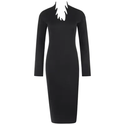 Pre-owned Romeo Gigli C.1980's Black Wool Knit Avant Garde Stalagmite Sheath Dress