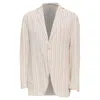Romeo Gigli Cotton Striped Applique Slim Blazer In Beige