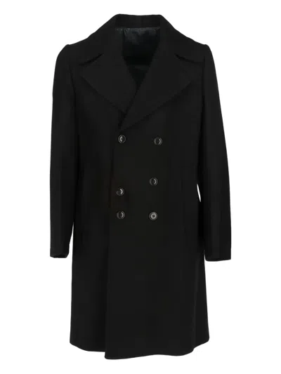 Pre-owned Romeo Gigli Double-breasted Belted Coat In Black