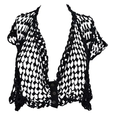 Pre-owned Romeo Gigli F/w 1990 Black Open-weave Crochet Top