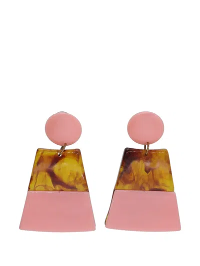 Pre-owned Romeo Gigli Geometrical Earrings In Pink