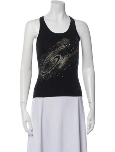 Pre-owned Romeo Gigli Graphic Print Crew Neck Top In Black