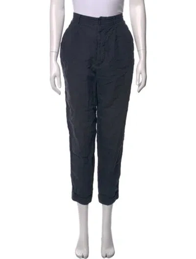 Pre-owned Romeo Gigli Linen Straight Leg Pants In Blue