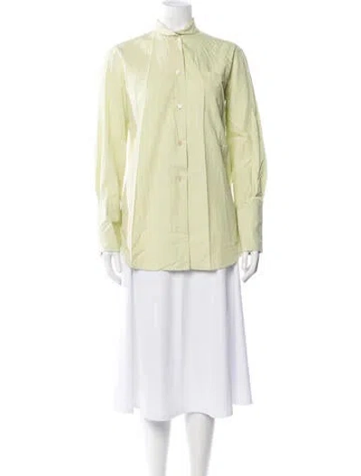 Pre-owned Romeo Gigli Long Sleeve Button-up Top In Green