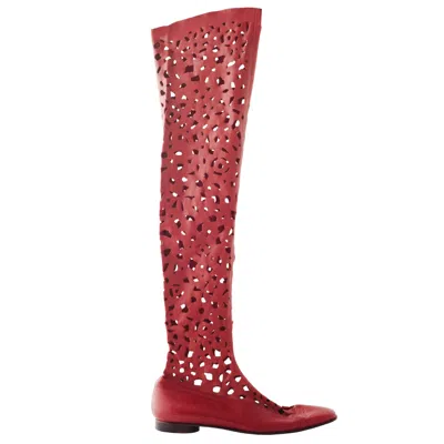 Romeo Gigli Perforated Over-the-knee Boots - '00s In White