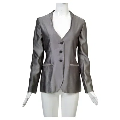 Pre-owned Romeo Gigli Pewter Jacket With Back Detailing In Gray