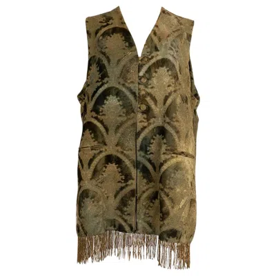 Pre-owned Romeo Gigli Roméo Gigli Sleeveless Jacket In Green Velvet