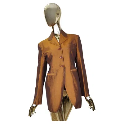 Pre-owned Romeo Gigli S/s 1990 Metallic Bronze Long Blazer In Brown