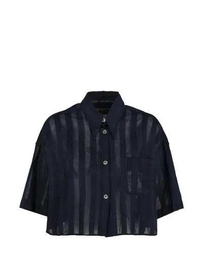 Pre-owned Romeo Gigli Striped-pattern Buttoned Shirt In Blue