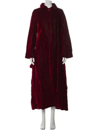 Pre-owned Romeo Gigli Vintage 2000 Faux Fur Coat In Burgundy