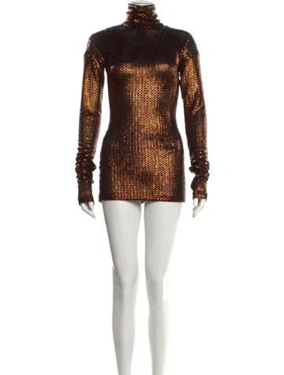 Pre-owned Romeo Gigli Vintage Mini Dress In Gold/metallic