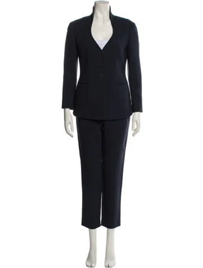 Pre-owned Romeo Gigli Vintage Virgin Wool Pantsuit In Blue