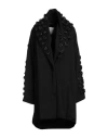 Romeo Gigli X Eggs Woman Coat Black Size 2 Cashmere, Polyester, Polyurethane, Elastane In Black