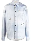 Romeo Hunte Bodega Graphic-print Silk Shirt In Blue