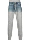Romeo Hunte Denim-panelled Jersey Trousers In Grey