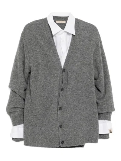 Romeo Hunte Layered Cardigan In Gray