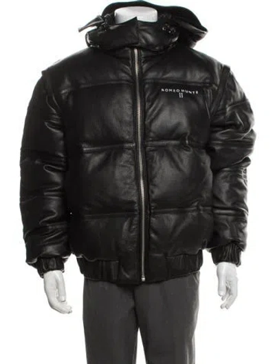 Pre-owned Romeo Hunte Leather Puffer Coat In Black