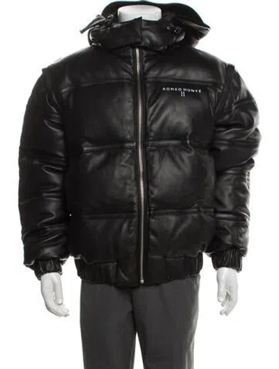 Pre-owned Romeo Hunte Leather Puffer Coat In Black