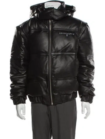 Pre-owned Romeo Hunte Leather Puffer Coat In Black