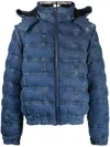 Romeo Hunte Striped Denim Puffer Jacket In Blue