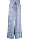 Romeo Hunte Quarter Water Silk Pajama Pant In Blue
