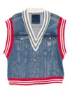 Romeo Hunte Varsity Denim Vest In Blue